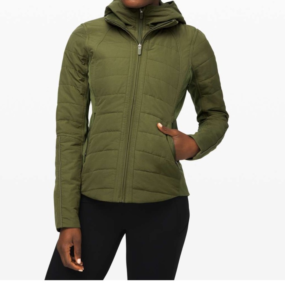 lululemon athletica Olive Green Hooded Quilted Jacket